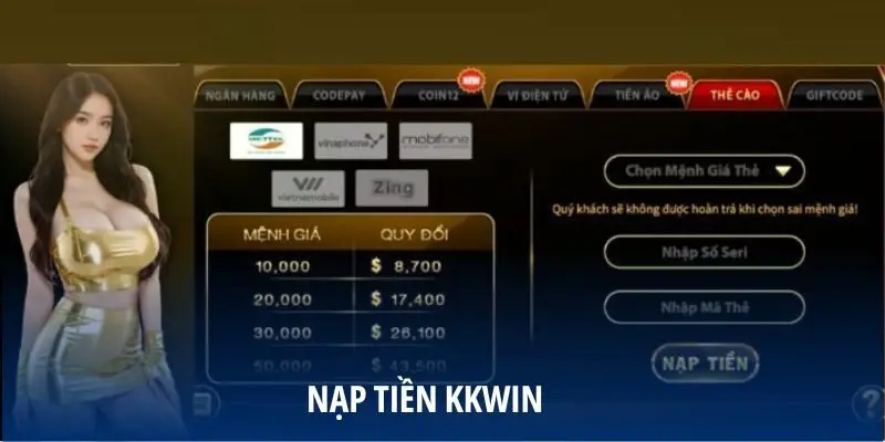 Hình thức nạp tiền KKWIN
